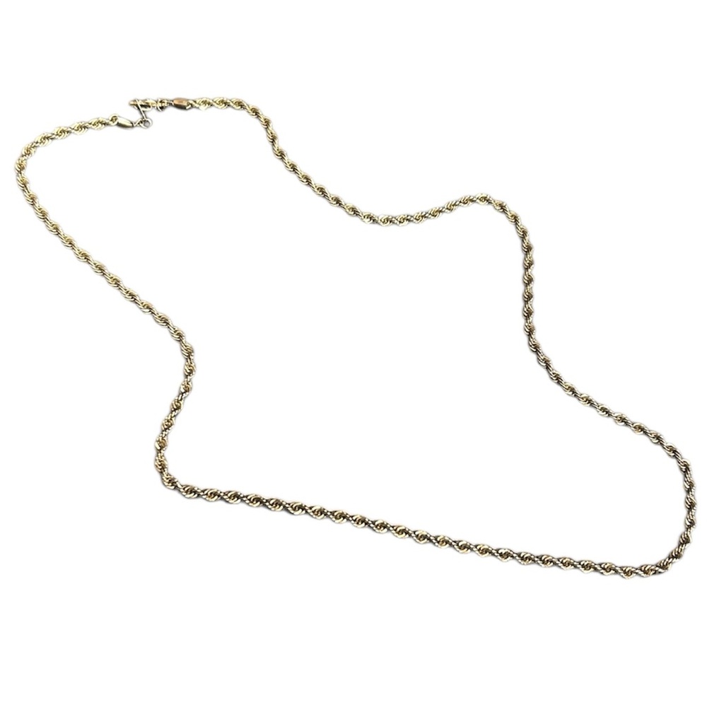 Silver-Tone Rope Chain Necklace ~24”‎ Classic Twisted Link Unisex